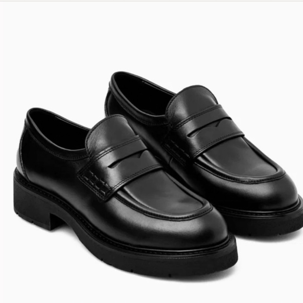 COS Chunky Penny Platform Leather Loafers